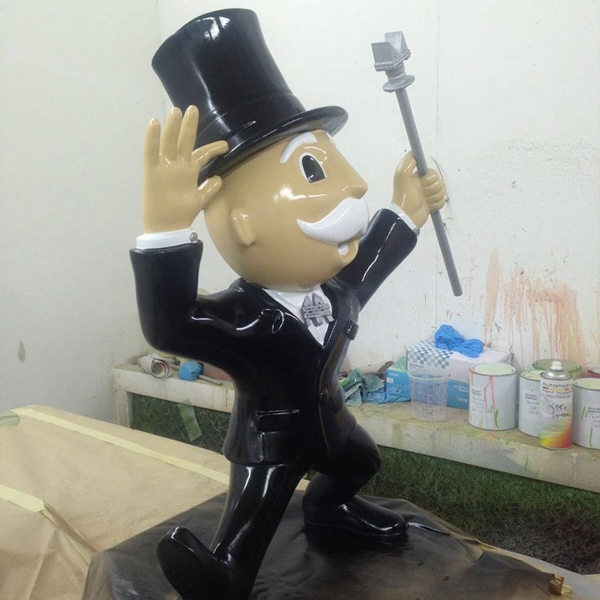 finished product by 3D printing service by 3D printing haus. Monopoly Character holding staff.